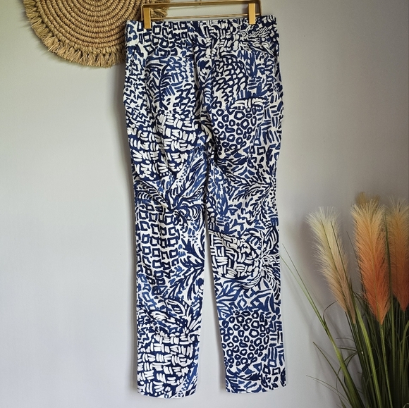 Lilly Pulitzer, New, Aden Linen Tassel Ankle Pants Indigo Home Slice SZ Small - Picture 5 of 11
